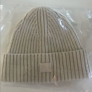 Acne Studios beige beanie hat